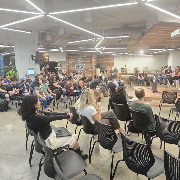 Frame 57 from the Claude Code Community Meetup, Station Austin, 10 August 2026
