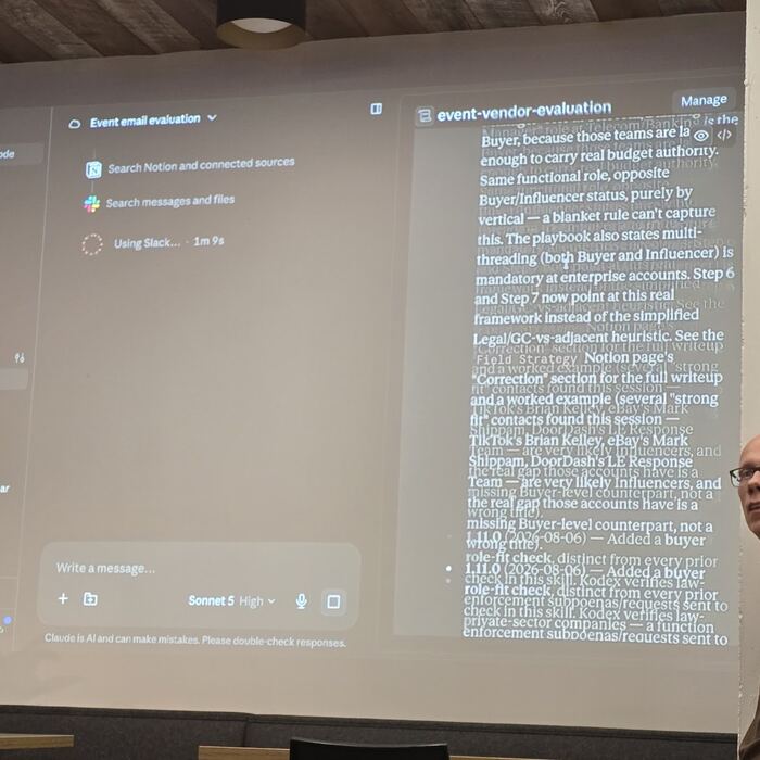 Frame 66 from the Claude Code Community Meetup, Station Austin, 10 August 2026