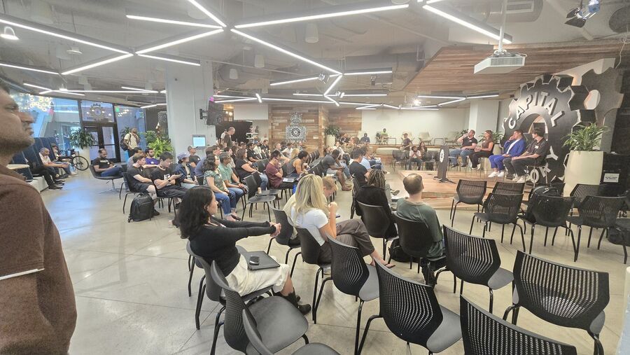 The room at Station Austin, Capital Factory, during the August 10 Claude Code Community Meetup