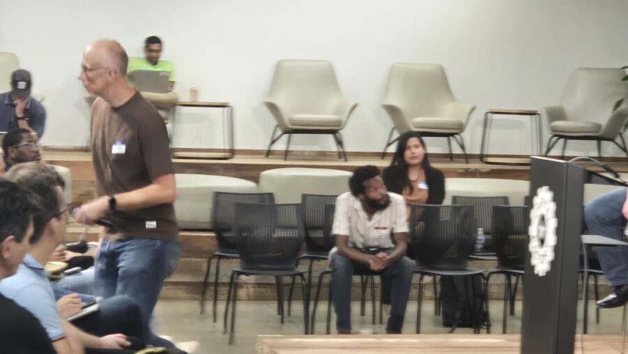 Presenter demoing at the August 10 Claude Code meetup